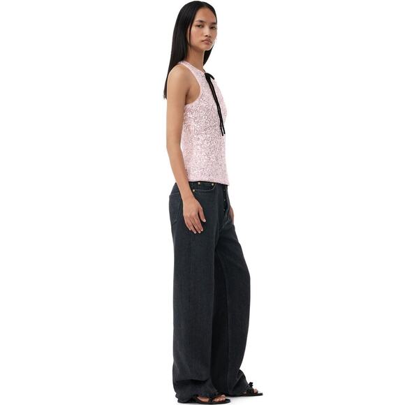 Ganni 3D Sequins Top Mauve Chalk - Picture 4 of 13